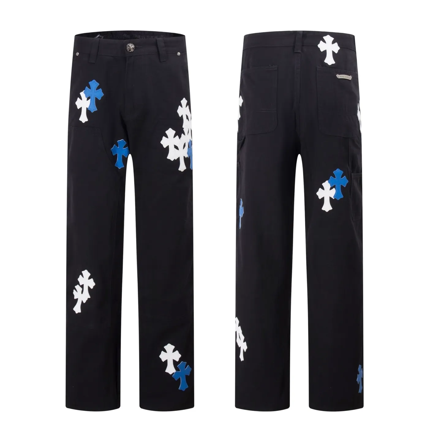 P260 Style number: H34 Croxin & 𝐂𝐡𝐫𝐨𝐦𝐞 𝐇𝐞𝐚𝐫𝐭 ss25 black white grain leather denim workwear logging pants. Styles with different washed textures are very friendly to people with thin legs. The slightly flared version perfectly modifies the leg shape. The timeless and moderate length makes it easy to match and match. It is the basis for various styles and is a must-have in your wardrobe! The fabric is stiff but also makes the upper body soft without losing texture. The washing process is even more perfect. It is a must-have item for everyone! ! ! Washed wheat, hang tag, pants label, three labels complete Color: black Size: 28-30-32-34-36